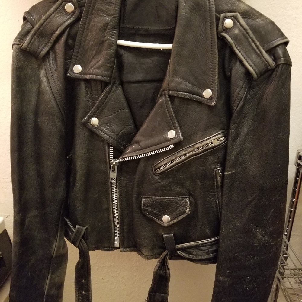 Women's Black Leather Motorcycle Jacket